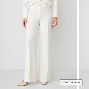 Ann Taylor Ivory Wide-Leg Trousers